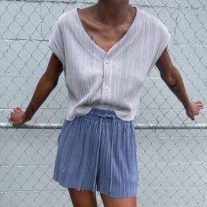 Oak + Fort Pleated Button Up Top